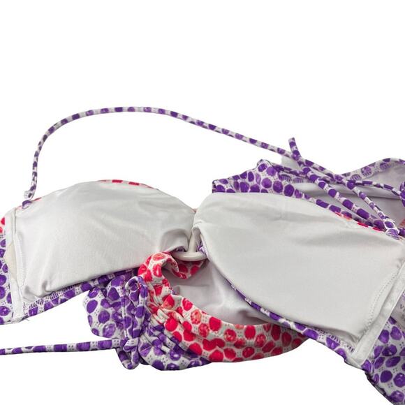 Victoria's Secret Bandeau Bikini Set Purple Pink Polka Dot Womens Medium - Picture 6 of 8